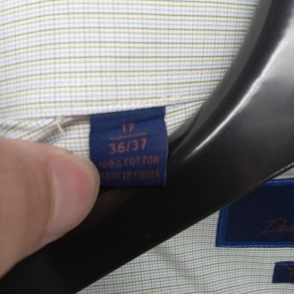 David Donahue Shirt Mens 17 White Grid Micro Check Button‎ Up Office Workwear - Picture 4 of 8
